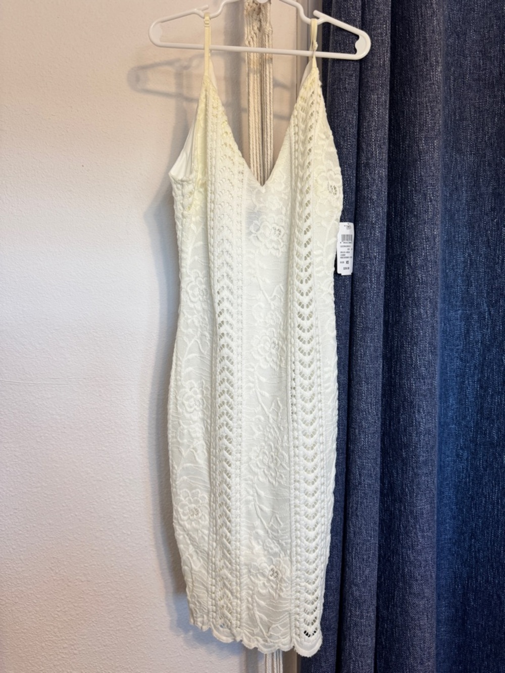Windsor Cream Lace Midi Slip Dress with Scalloped Hem